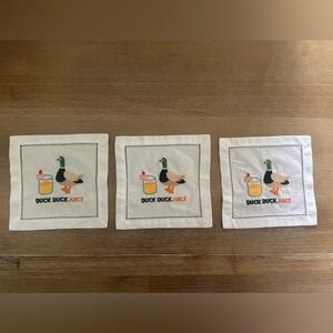 Duck Themed Embroidered cocktail Napkins